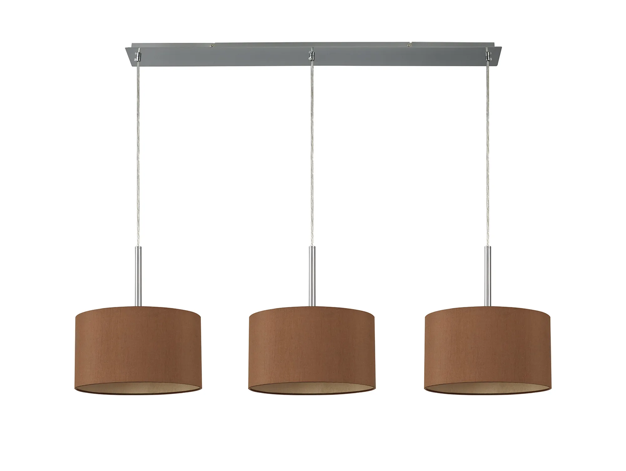 Baymont 30cm Shade 3 Light Pendant Polished Chrome, Raw Cocoa/Grecian Bronze DK0556  Deco Baymont CH RC